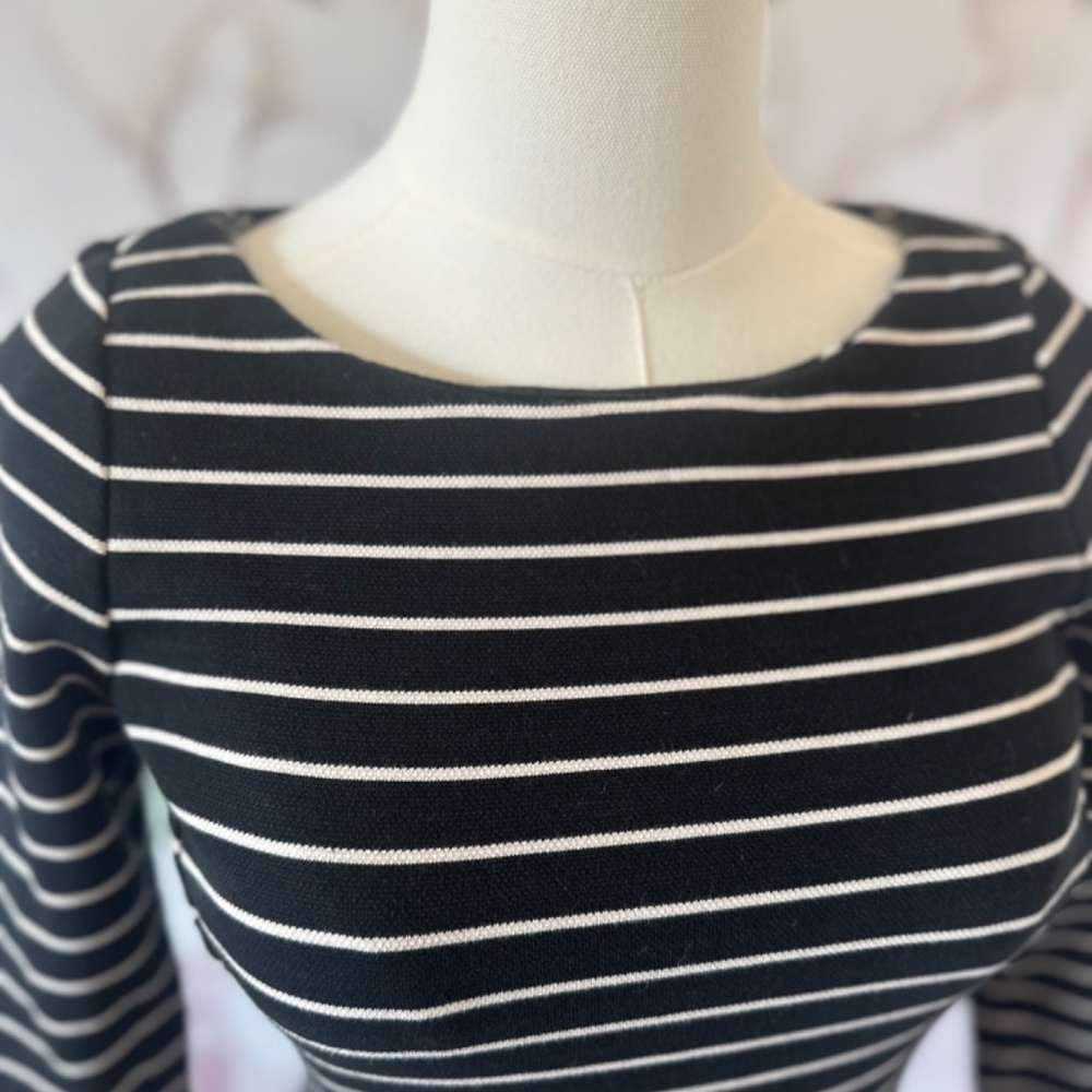 Banana Republic Black and White Striped Flared Women's Dress Size 0 - Picture 7 of 10